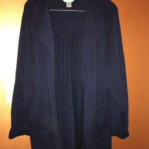 CJ Banks Stretch Knit Navy Cardigan 1X EUC